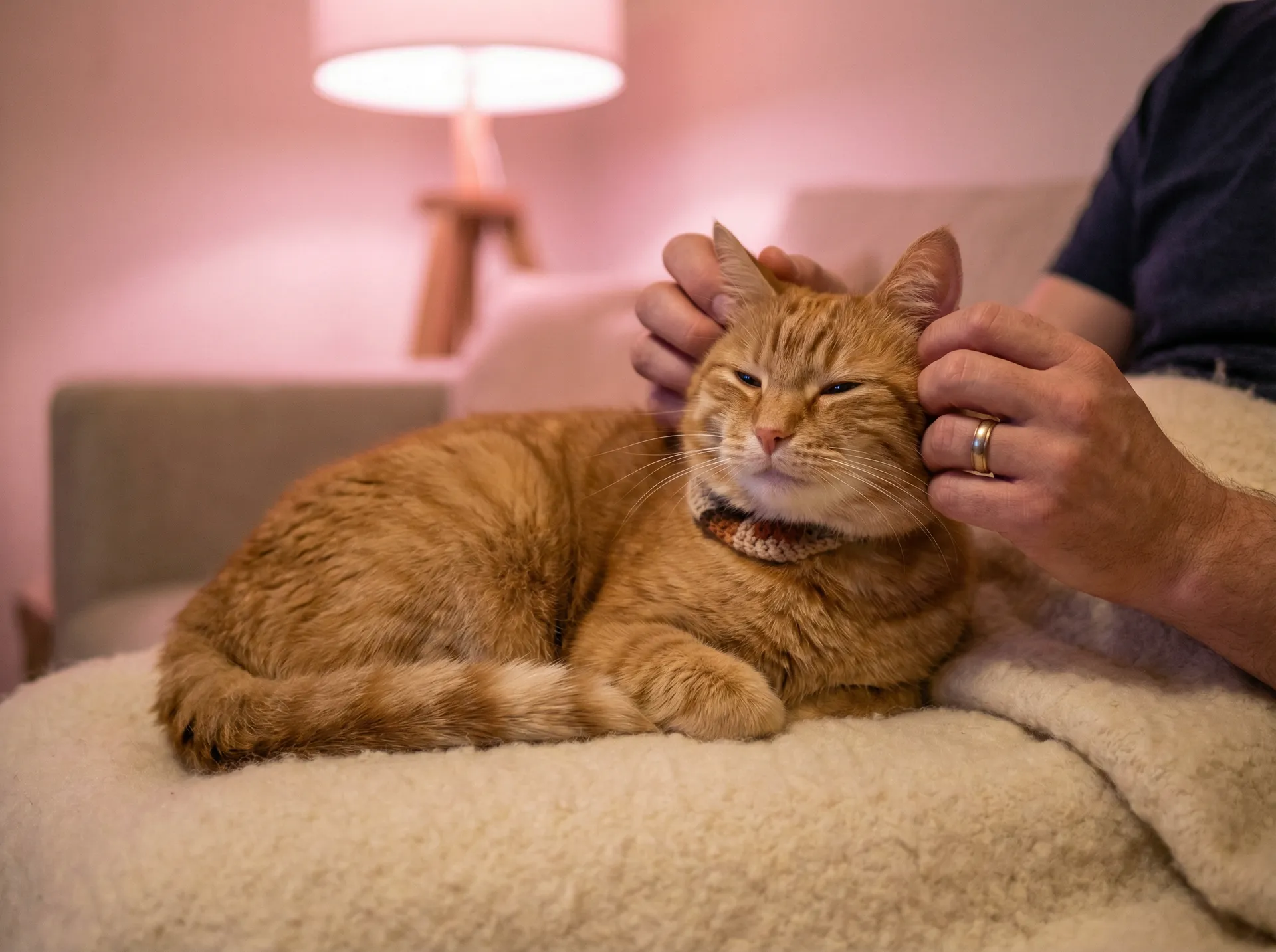 猫咪被温柔抚摸的幸福时刻 - 俏丽女护士